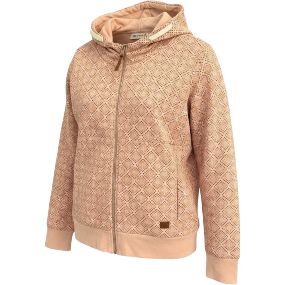 Oxmo‎ Denmark OXVendeia Zip Hoodie Pink Patterned Fleece Lined Sweatshirt M